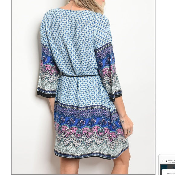 ❤2 for 10$ NWT patterned dress with waist tie - Picture 2 of 3